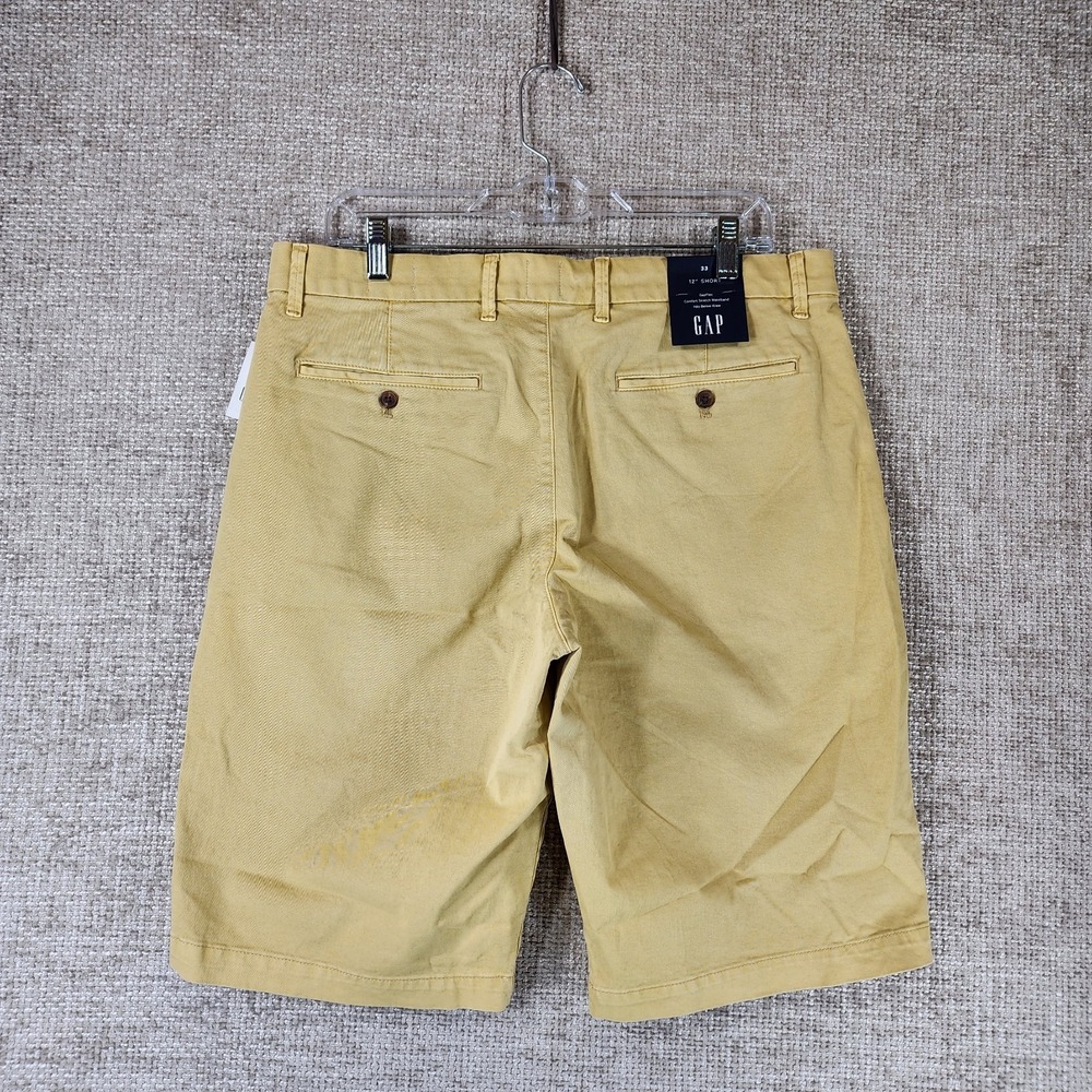 Gap Flex Cotton Chino Shorts Mens 33x12 Gold Casual Stretch Golf Comfort NWT - Picture 6 of 14
